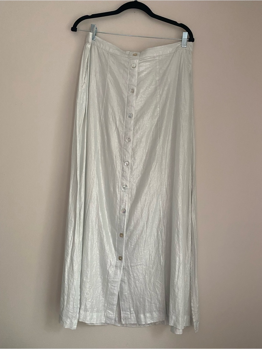 C&C California linen blend shimmer metallic maxi skirt Large NEW